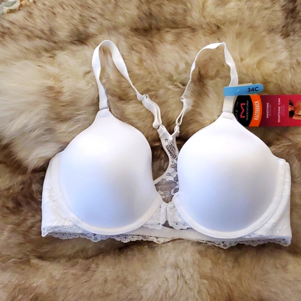 Maidenform racerback lace bra 34C white